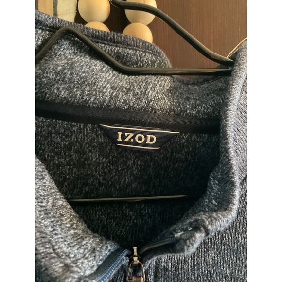IZOD Mens 2XL Pullover Sweater Quarter‎ Zip Long Sleeve Blue - Picture 3 of 4